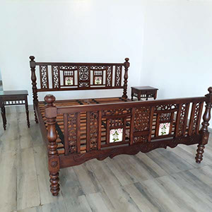 Jali cut,  with original old Tiles reproduction bed,  King size