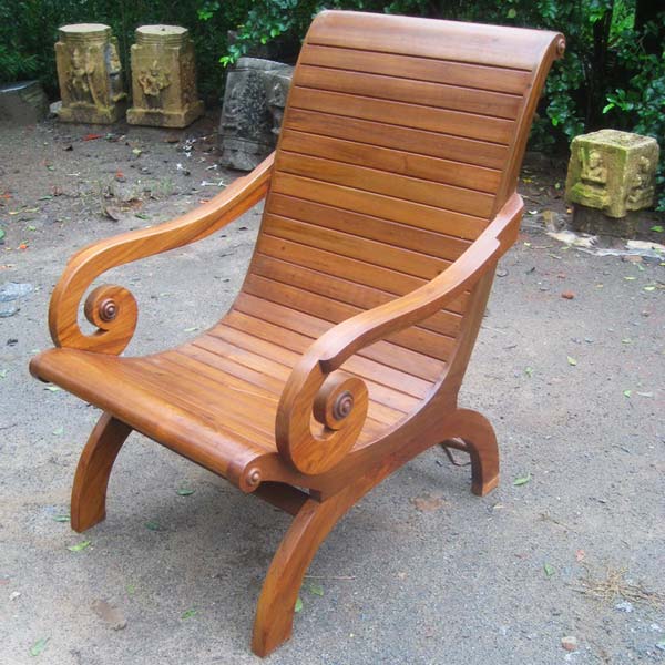 Scroll chair D shape legs,Teakwood