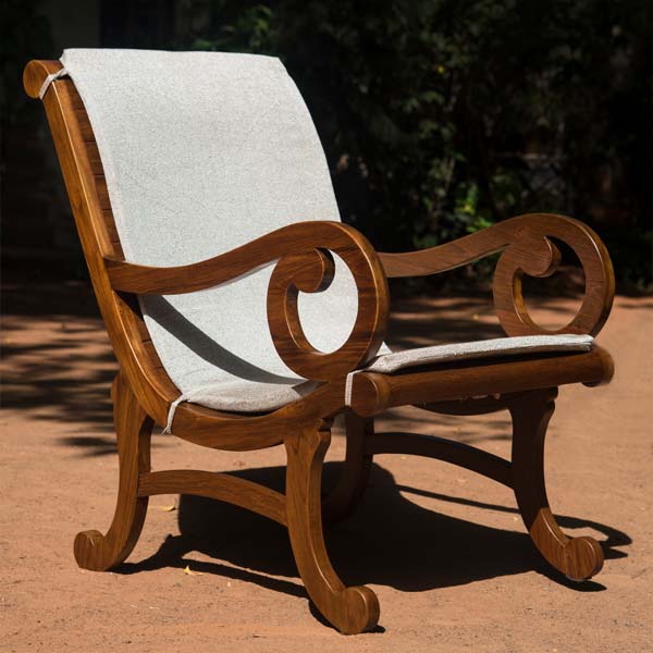 Scroll chair D shape legs,Teakwood